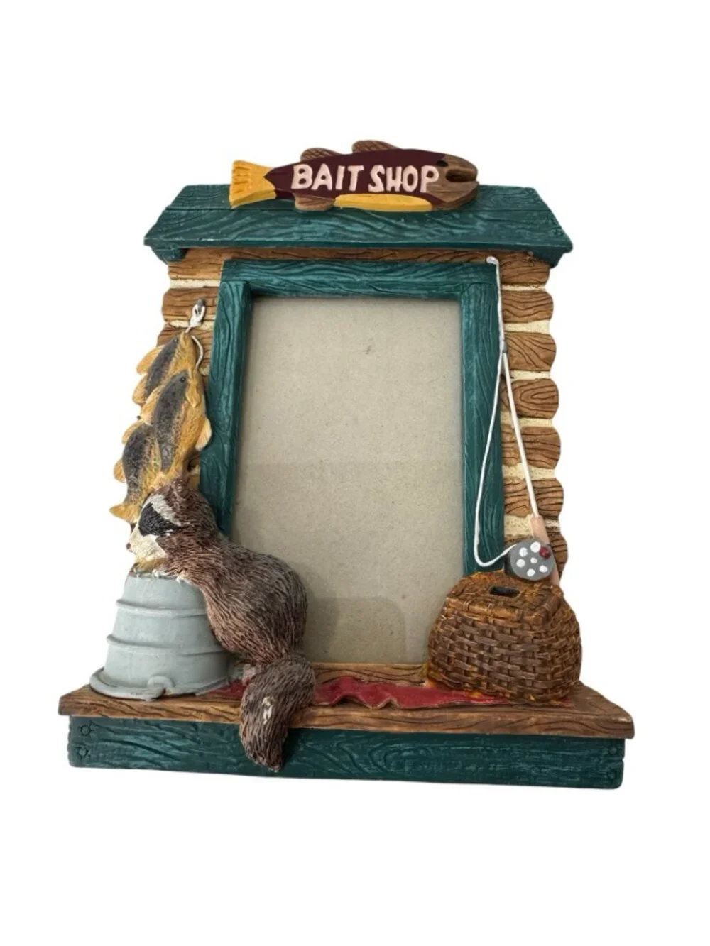 Vintage Photo Frame Set Of 2 Camping Fishing Cabin Lodge Freestanding Resin 3D